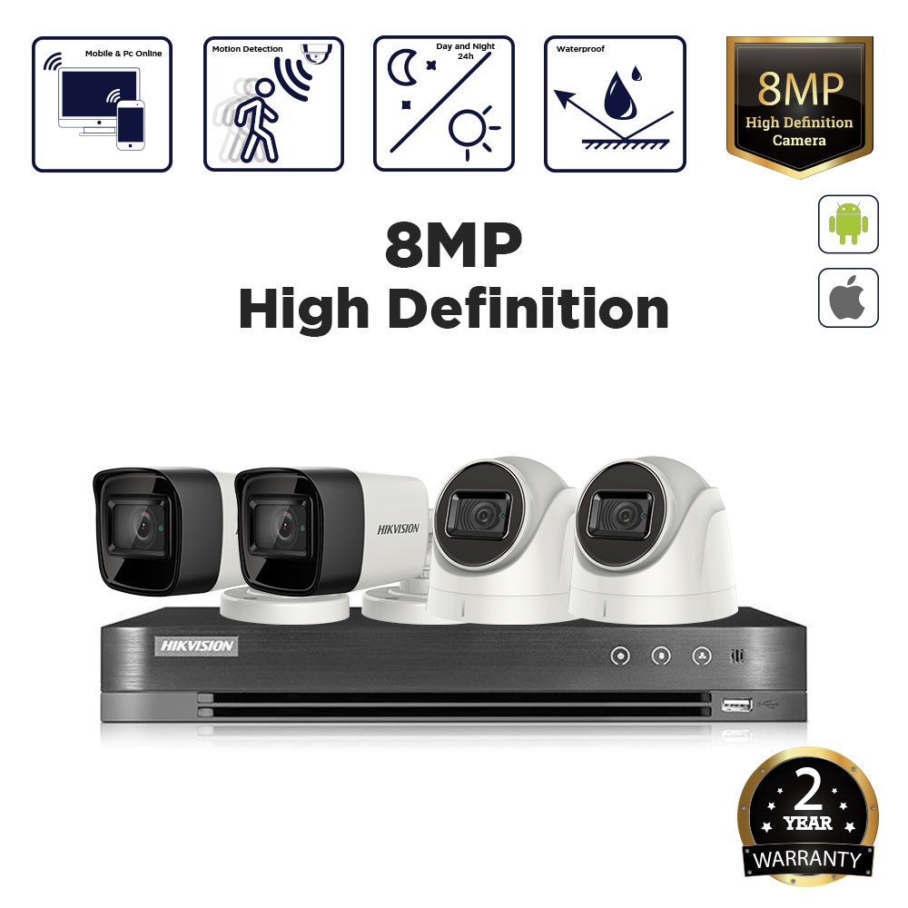 Hikvision 8MP 4 Ch DVR Budget Package – with Installation – Surplus