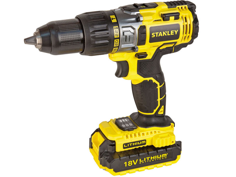 Stanley18VLiIonHammerDrillSTDC18LHBKSide Stanley18VLiIonHammerDrillSTDC18LHBKSide