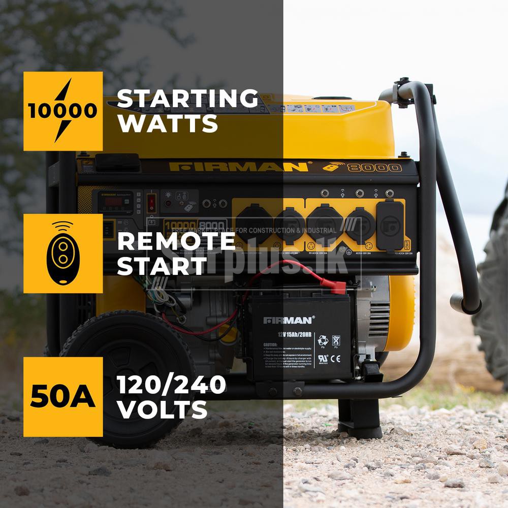 Firman 10000/8000Watt Portable Generator Surplus
