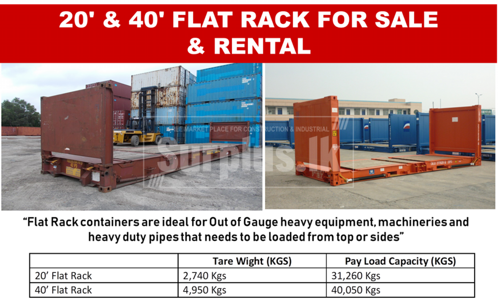 20′ FLAT RACK CONTAINER AVAILABLE FOR SALE AND RENTAL – Surplus
