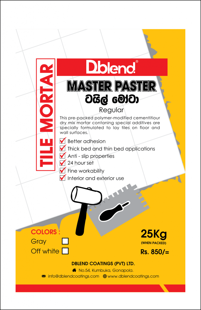 Tile Paster Dblend Master Paster – Regular Tile Mortar – Surplus
