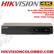Hikvision DS-7604NI-K1 Embedded Plug & Play 4 channel 265+ NVR Network Video Recorder
