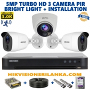 Hikvision 5mp Motion Activated Bright Light 3 CCTV Package Sri Lanka