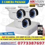 HIKVISION 1080p CCTV 3 Camera with 1080P 4ch DVR Complete Package