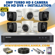Hikvision 8mp Turbo HD CCTV 6 Cameras With 8ch 4K DVR System