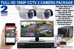 4CH 4K DVR with 2MP 1080P HD 2 CCTV Cameras Package