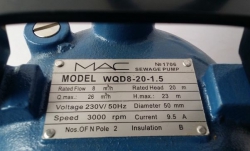 Submersible Sludge Water Pump MAC 2″ 2HP motor