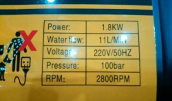 High Pressure Cleaner Washer Yari 7390 Motor type 1800 watts